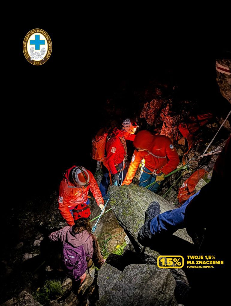 grupa ratowników TOPR podczas nocnej akcji